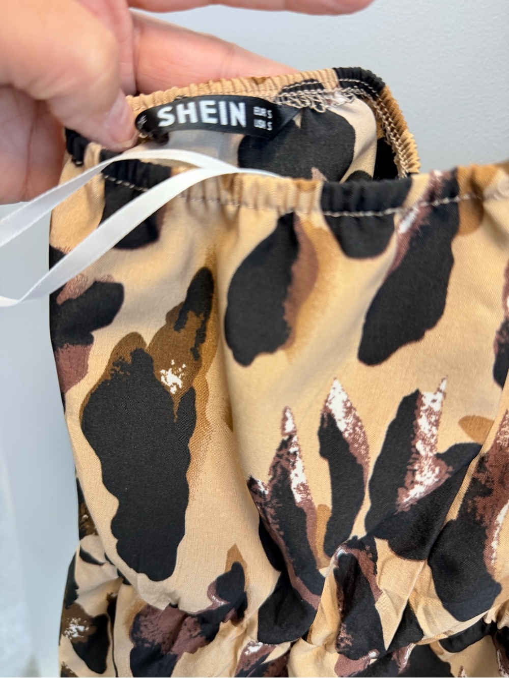 SHEIN womens Leopard Print Jumpsuit in Tan and Black